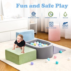 Climbing Toys for Toddlers , Foam Climbing Blocks with Ball Pit for Baby, 5-Piec