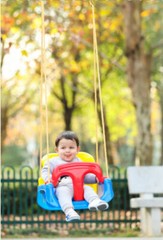 3-in-1 Baby to Teenage Detachable Swing for Outdoors Blue Chair Green Handrail