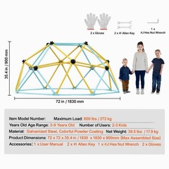 6FT Steel Climbing Dome, 600LBS, 3-9, Indoor/Outdoor