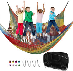 Multicolored Playground Safety Net 6.5′ x 9.8′ for Kids’ Obstacle Fun