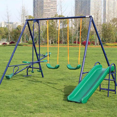 Metal Patio Swing 4-In-1 Swing Set Outdoor Playset Heavy-Duty A-Frame Swing Stan