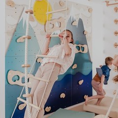 Kids Climbing Ropes Set Ceiling Mounted Swing Rings Ladder Indoor Play Gym