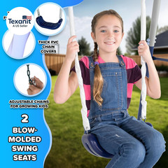 Arcadia Metal Swing Set for Kids – Trapeze, 2-Person Glider, 5Ft Slide, Anchor K