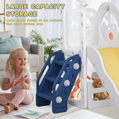 6 in 1 Toddler Playset Toddler Slide and Climber Playset, L-Shaped Kids Slide…