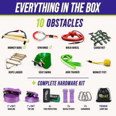 Ninja Warrior Obstacle Course for Kids – Ultimate Outdoor Fun 2×55 Ft Ninja S…