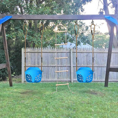 600 LB Weight Capacity Full Bucket Toddler Swing Seat with Adjustable Height Rop