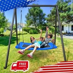 440lbs Heavy Duty Metal Frame Swing Set for Kids Adult with 60″ Large Swing