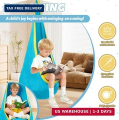 Swing Stand Frame with Sensory Swing Pod Chair, X-Shaped Swing Set, Metal Hammoc