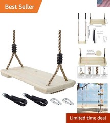 Wooden Swing Seat, Nostalgic Outdoor Wood Swing for Kids , Tree Straps Set Ac…