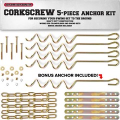 Deluxe 5-Piece Metal Ground Anchor Kit for Swing Sets & Trampolines – Gold