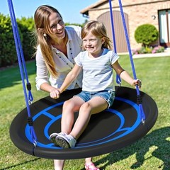 3-in-1 Swing Set for Backyard for Kids 3-8, 550lbs, Heavy Duty Metal A Blue