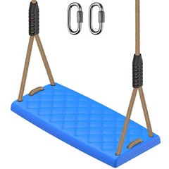 Durable Non-Slip Kids Swing Seat 300lbs, Adjustable Rope, Indoor/Outdoor Blue