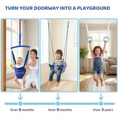 4-in-1 Kids Doorway Jumper Swing & Pull-Up Bar – Indoor Playground Set, Fits 28″