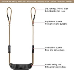 SELEWARE Plastic Swing Seat, Non Slip Tree Swing Set with Adjustable Rope