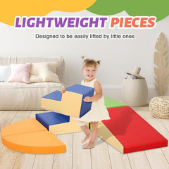 TODIBY 6-Piece Soft PU Leather Toddlers Climbing Toys, Baby Foam Climbing Blocks