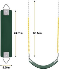 Swing Set, Seat with 66 Inch Anti-Rust Chains Thermoplastic Coated, Support 2…
