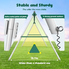 660lbs Metal Swing Sets for Backyard with 3 Swings Big Kids Playset for Outdoor