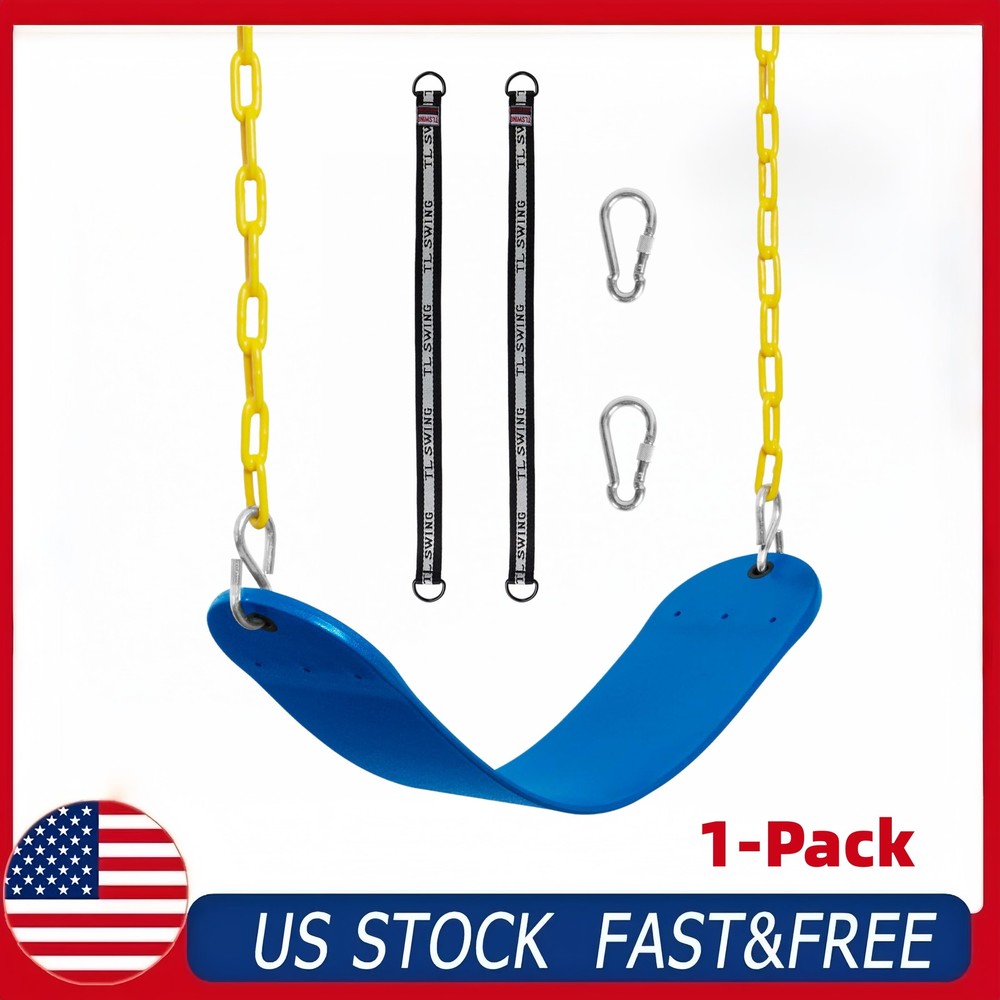 Decorlife Swing Seat Replacement w/ Coated Chains Backyard Playground Blue