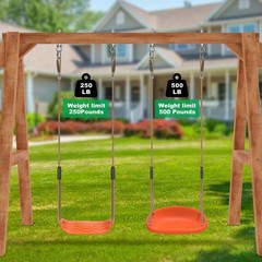 Heavy Duty 2-Pack Orange Tree Swing Seats for Kids & Adults. Adj Rope & Hooks.