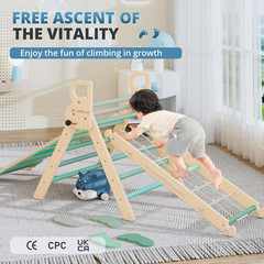 10-In-1 Pikler Triangle Set, Toddler Climbing Toys Indoor, Montessori Climber, B