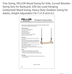 Wood Tree Swing Seat, Indoor Outdoor Rope Wooden Swing Set for Children Adult…