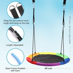 Family-Friendly 40” Saucer Tree Swing with Soft Sponge Frame – Quick Setup