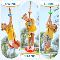 Climbing Rope Tree Swing with Platforms and Swing Seat Outdoor Red-brown Rope
