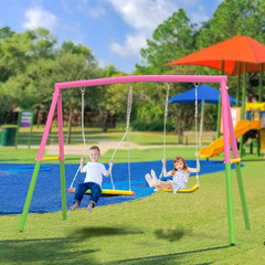 swing Backyard swing set, 440-pound heavy A-shaped metal frame