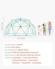 Climbing Dome, 10FT Geometric 10FT Blue&green with Basketballs & Octopus Net