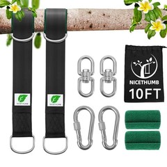 Tree Swing Hanging Straps Kit 10FT, Heavy Duty Safer Lock 10FT – 2P Black
