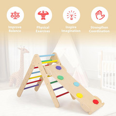 Pikler Triangle Set 3 in 1 Climbing Toys for Toddlers Wood Montessori Baby Jungl