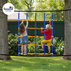 Climbing Net for Kids Outdoor, Portable Ninja Cargo Net Rope Ladder Monkey Bars