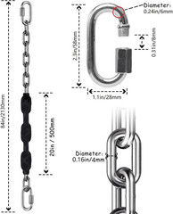 2 Stainless Steel Chains (84″) Swing Chains, Heavy Duty Swing Hardware,4 Quick C