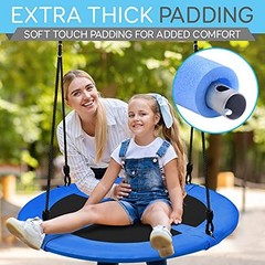 40” Outdoor Saucer Swing with Tree Hang Kit, Adjustable Ropes & Swivel Spinner f