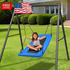 440lbs Heavy Duty Metal Frame Swing Set for Kids Adult with 60″ Large Swing