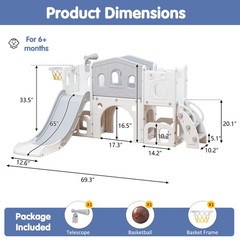 Toddler Slide Set, 8 in 1 Kids Slide with Climber, Indoor Outdoor Slide for 1-3