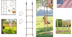 5.58ft Hanging Rope Ladder with Non-Slip Grip – Ideal for Kids’ Climbing Games