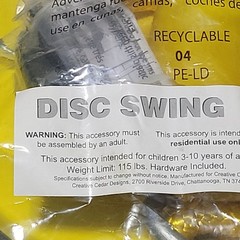 Disc Swing Yellow With Rope & Hardware Creative Cedar Designs NEW