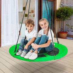 40” Saucer Spider Web Tree Swing Set for Children Outdoor Activity Green