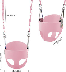 Toddler Swing, 59″ Coated Heavy-Duty Iron Chains Baby Swing Outdoor, High Back F