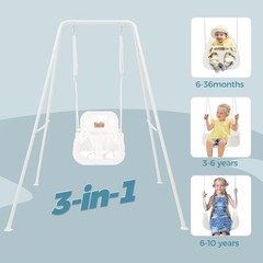 Toddler Swing with Foldable Metal Stand for Toddlers Aged 1~10 , 3-in-1 Baby …
