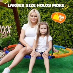 45″ 750lbs Spider Web Tree Swing for Kids & Adults, Outdoor Steel Frame Sauce…