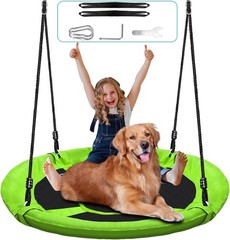 Durable 500Lb Capacity 40” Kids Saucer Swing – All-Weather Oxford Fabric Seat