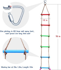6.6FT Climbing Rope Ninja Ladder for Kids – Kids Ninja Warrior Obstacle Course A