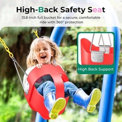DECORLIFE Toddler Full Bucket Swing Seat High Back MAX.330lb Capacity, Red