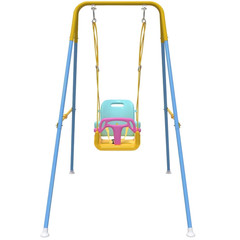 Foldable Baby Swing Set for Backyard, Indoor/Outdoor Toddler Swing Yellow & Blue