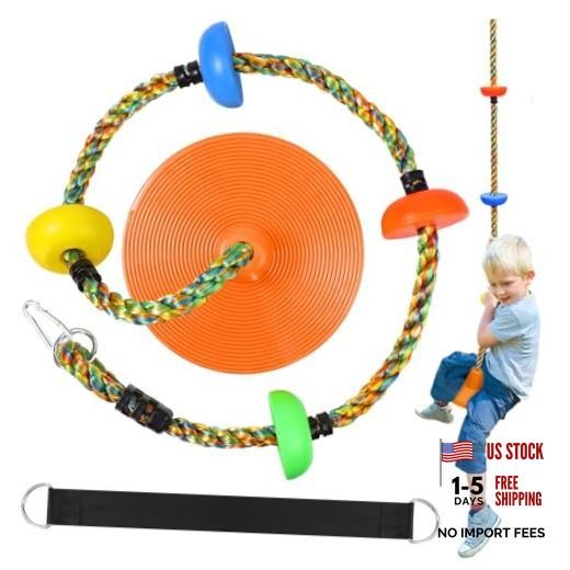 Tree Swing for Kids,Heavy Duty Single Disc Seat Climbing Rope Set Orange Swing