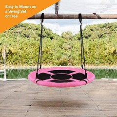 Moccha Flying Saucer Tree Swing, Giant 40” Round Swing with Steel Frame & Pink