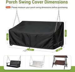 Porch Swing Cover Waterproof Outdoor Hanging Swing Chair Cover for 2 Person