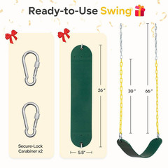 Green Heavy Duty Swing Seats Replacement for Swing Set (2-Pack) with Rust-Resist